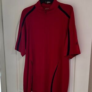 Adidas Red & Black Half-Zip Polo